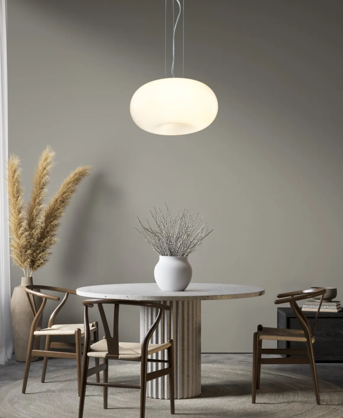 MANET Taklampa 37cm Vit/Krom