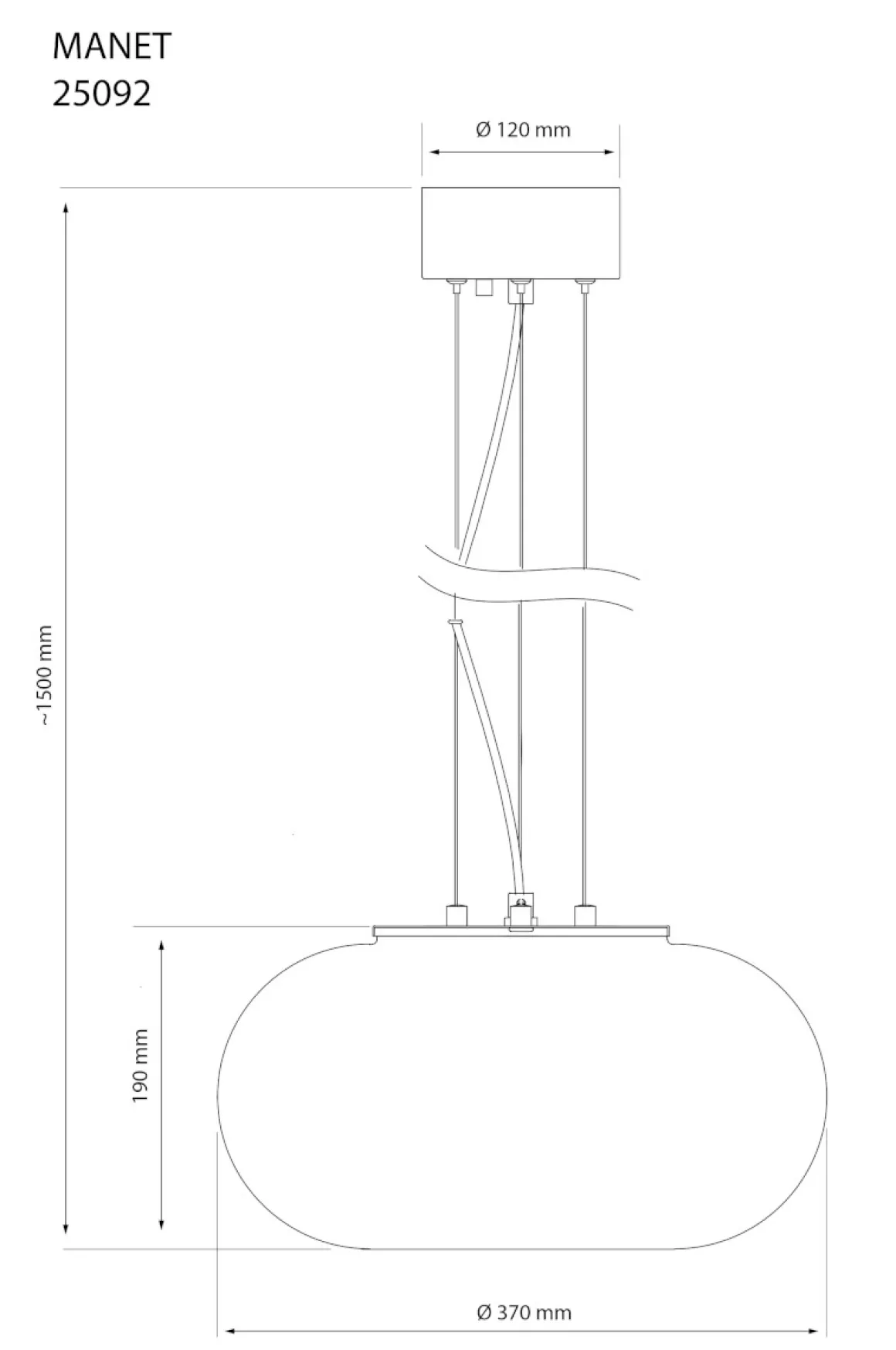 MANET Taklampa 37cm Vit/Krom