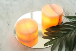 MARBLE L Bordsljus Äkta Marmor 8x6cm Amber