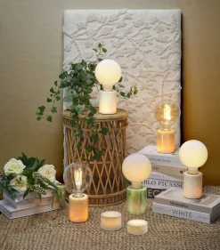 MARBLE Lampfot E27 10,5cm Beige Polerad