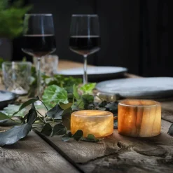 MARBLE S Bordsljus Äkta Marmor 8x4cm Amber