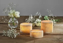 MARBLE Silkesmatt Bordsljus Äkta Marmor 8x4cm Amber