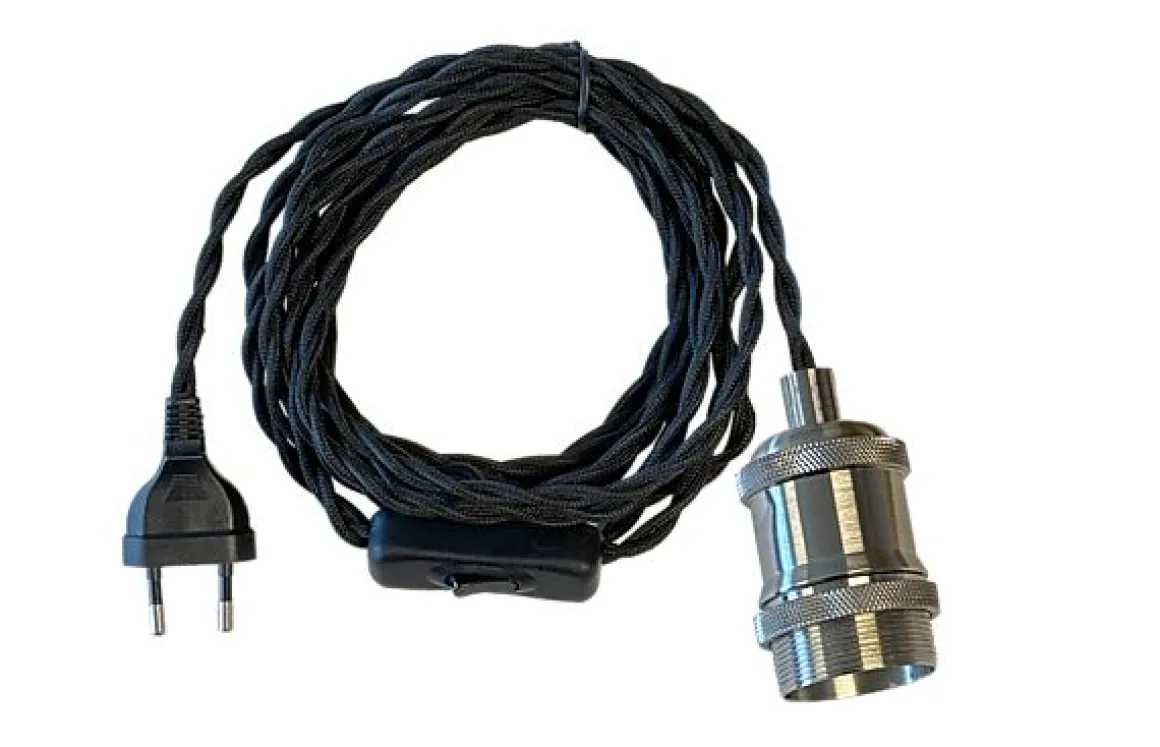 MARY E27 Pendelupphäng 3,5m textilkabel Silver