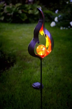 MELILLA FLAMMA Solcells-Dekoration 85cm Amber/Svart