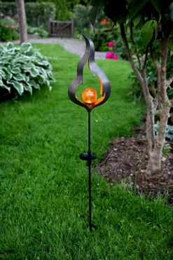 MELILLA FLAMMA Solcells-Dekoration 85cm Amber/Svart
