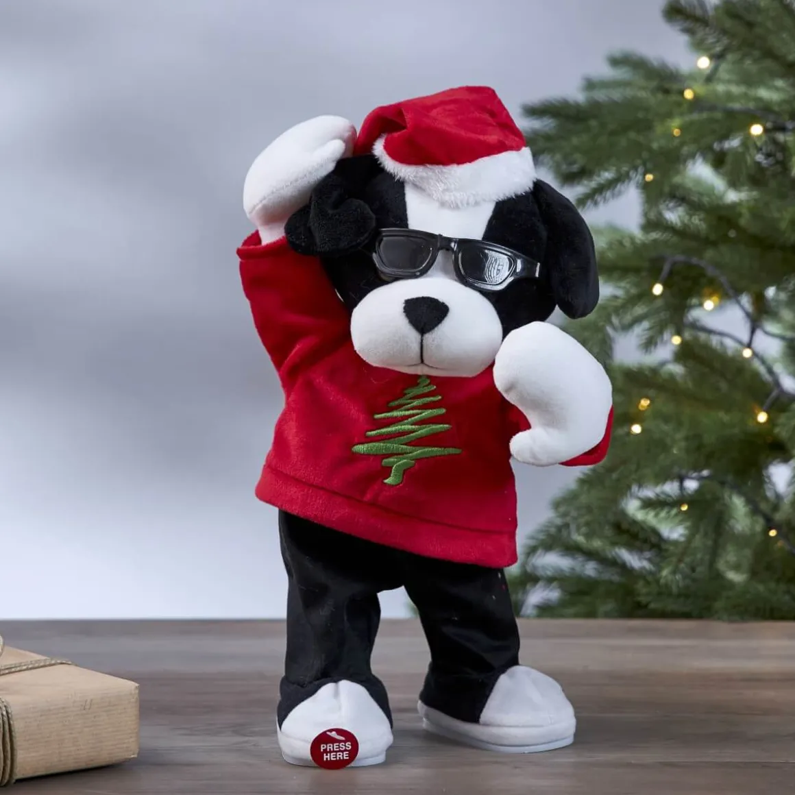 MERRY PAL Inomhusdekoration Julhund Batteri 33cm Svart