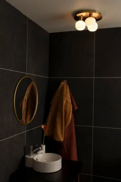 MESSINA Plafond Bad 3L 28cm Matt Mässing/Opalvit IP44