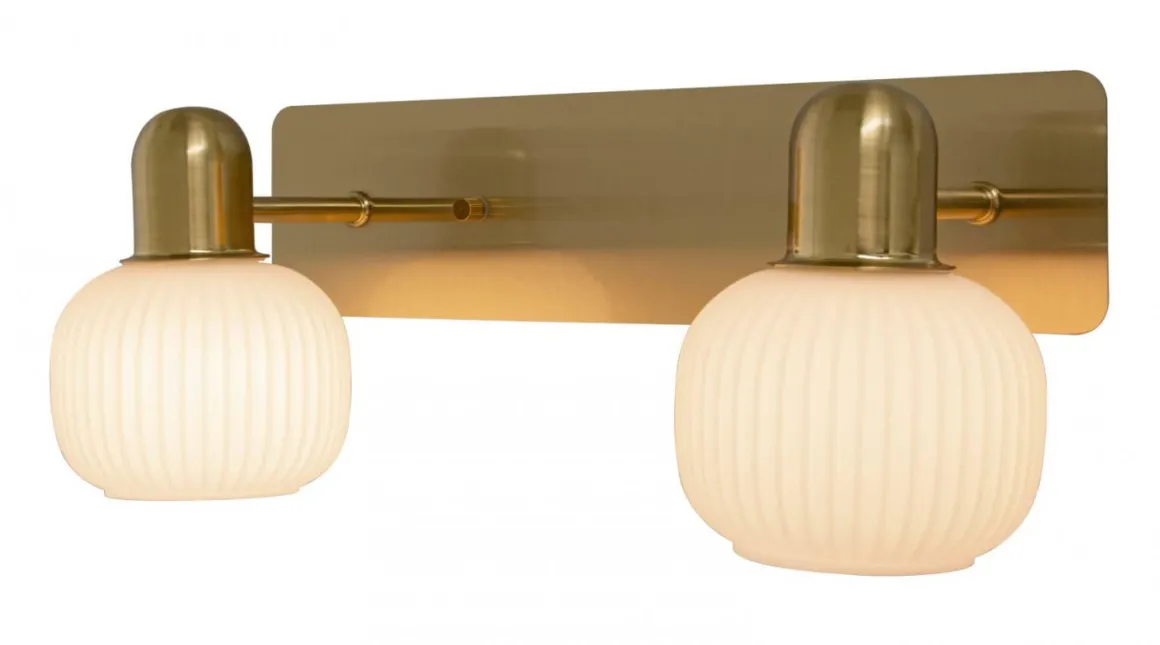 MESSINA Vägglampa Bad 2L 34,5cm Matt Mässing/Opalvit IP44