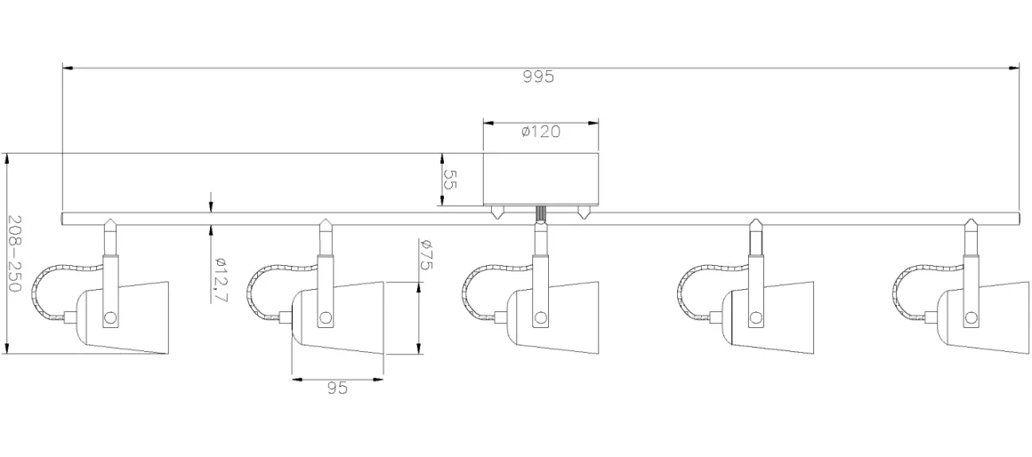 METZ Takspot 5:a 99cm Vit/Stål