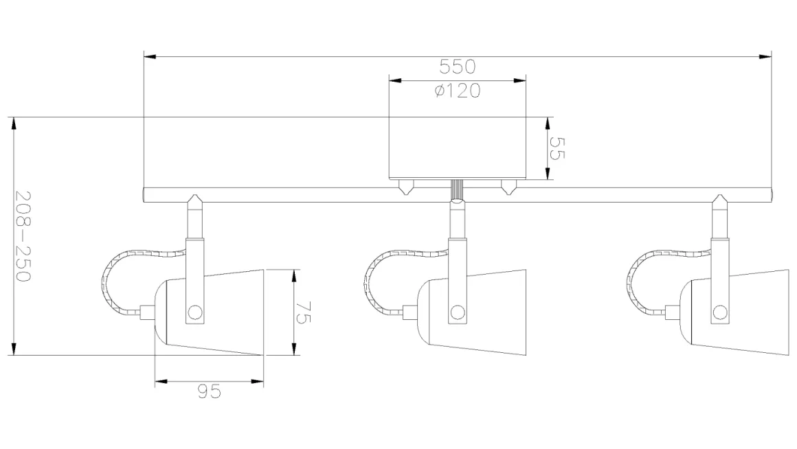 METZ Takspot 3:a Rak 56cm Vit/Stål