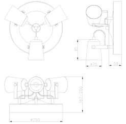 METZ Takspot Rondell 25cm Vit/Stål