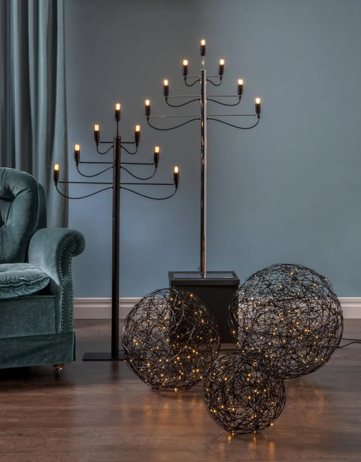 MILANO Golvljusstake Metall 116cm Krom