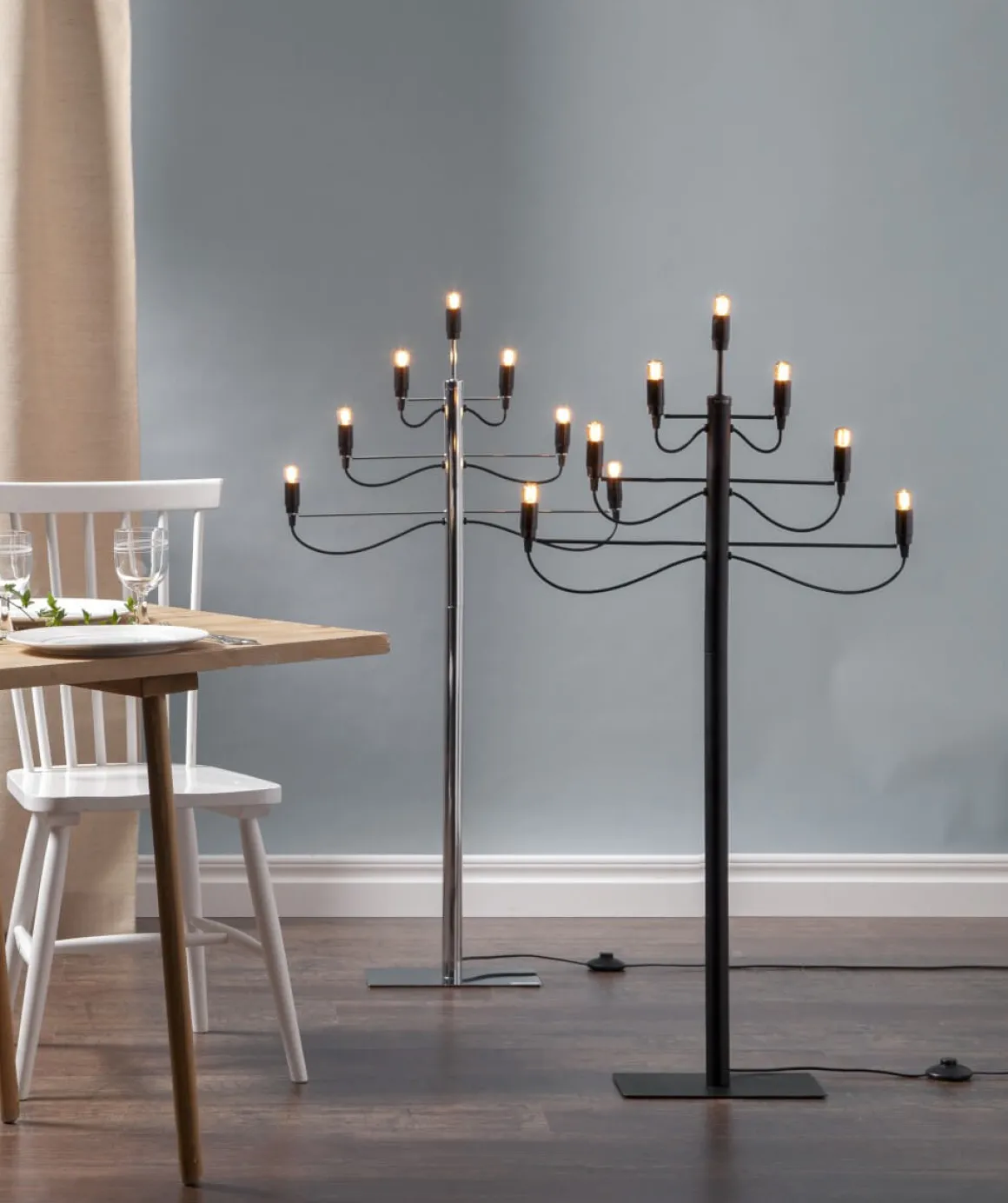 MILANO Golvljusstake Metall 116cm Krom