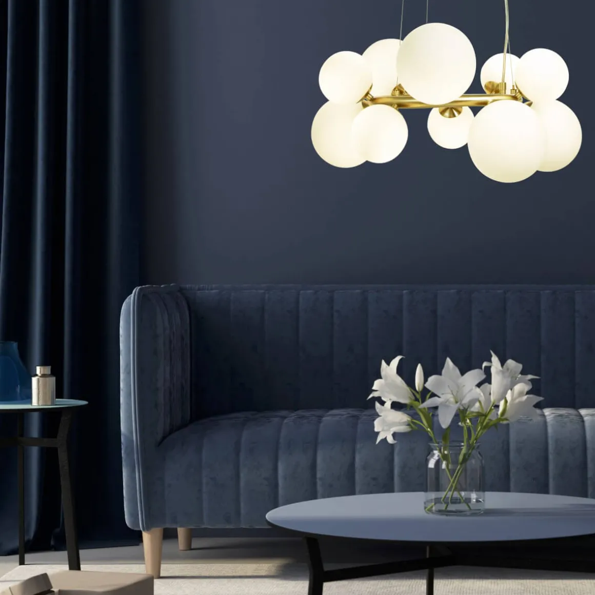 MOLEKYL Taklampa Rund 50cm Matt Mässing/Opalvit