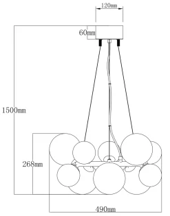 MOLEKYL Taklampa Rund 50cm Matt Mässing/Opalvit