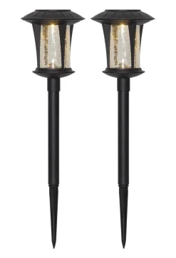 MONACO 2-Pack Solcells-pollare 32cm Svart IP44