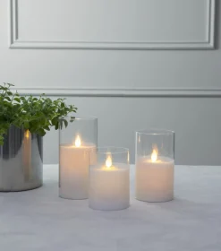 M-TWINKLE LED Blockljus 15cm Vax/Klar/Varmgul