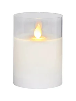 M-TWINKLE LED-Blockljus 10cm Vax/Klar/Varmgul