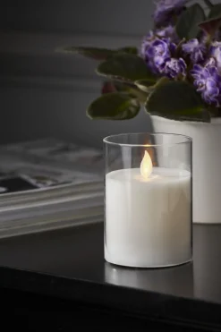 M-TWINKLE LED-Blockljus 10cm Vax/Klar/Varmgul