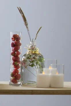 M-TWINKLE LED-Blockljus 10cm Vax/Klar/Varmgul