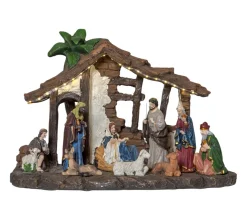 NATIVITY Panorama Krubba 19LED 37cm Flerfärgad