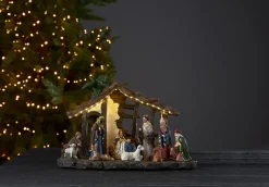 NATIVITY Panorama Krubba 19LED 37cm Flerfärgad