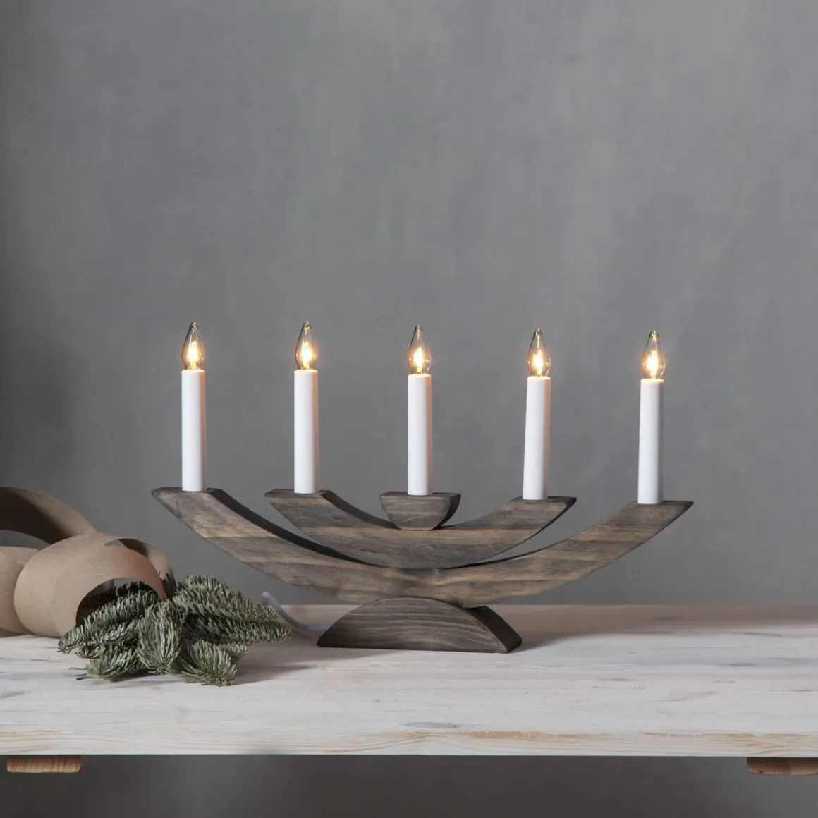 NAVIDA Ljusstake 5L 42cm Brun