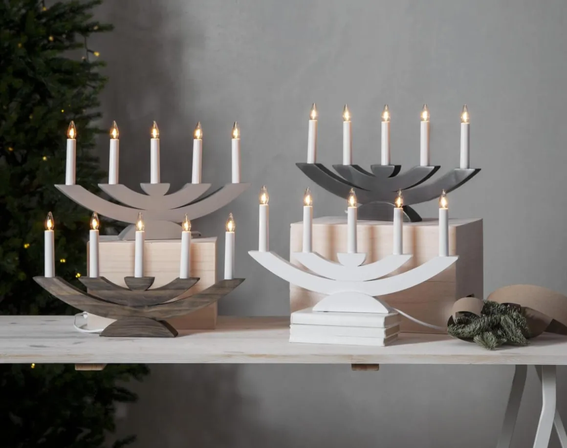 NAVIDA Ljusstake 5L 42cm Brun