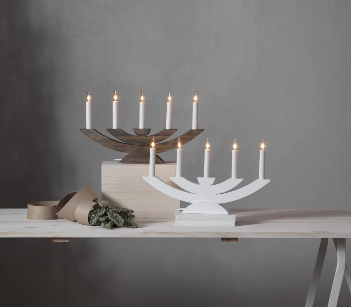 NAVIDA Ljusstake 5L 42cm Brun