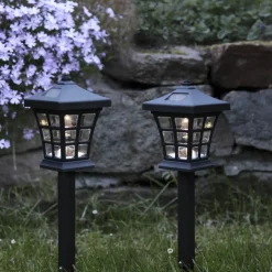 NIPPON 2-PACK Solcells-Pollare 33cm Svart