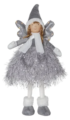 NOVA Batterifigur Dekorationsängel 55cm Grå
