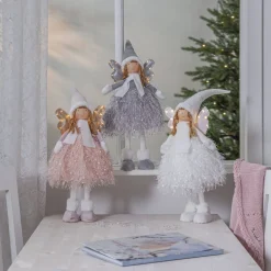 NOVA Batterifigur Dekorationsängel 55cm Grå