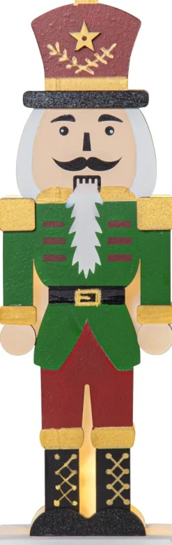 NUTCRACKER Bordsdekoration Batteri 25cm Grön/Röd
