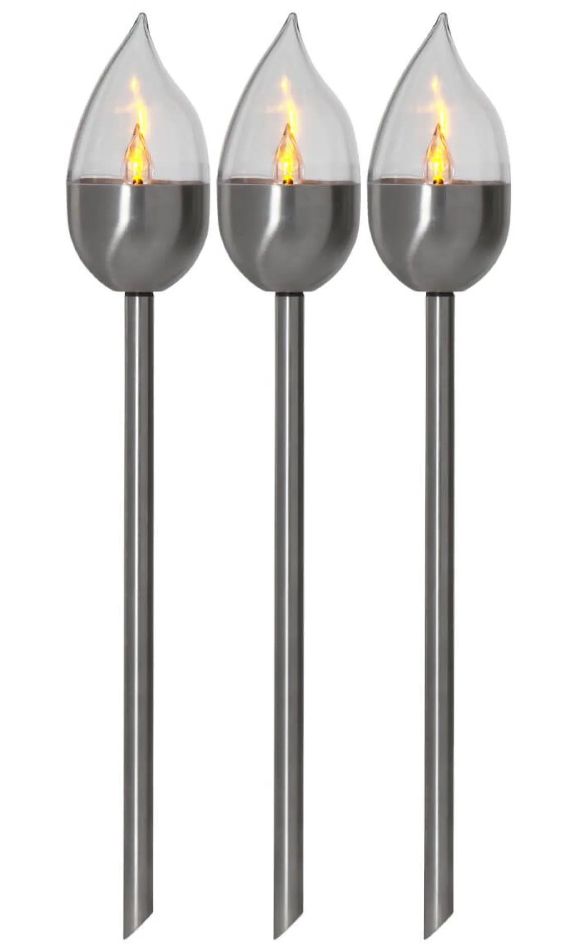 OLYMPUS Solcells-pollare 3-Pack 40cm Silver