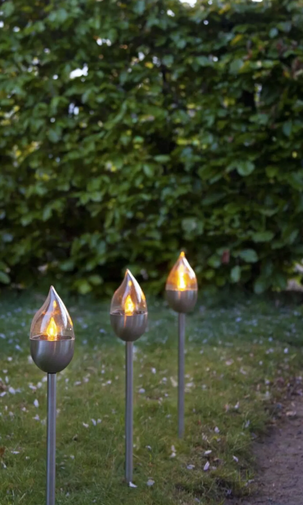 OLYMPUS Solcells-pollare 3-Pack 40cm Silver