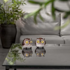 OWL Solcells-Dekoration 8cm Brun