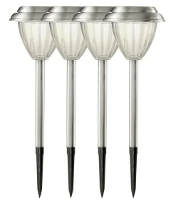 PALMA 4-PACK Solcells-Pollare 28cm Rostfritt Stål