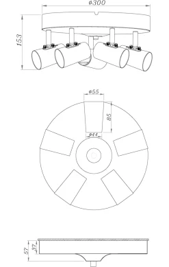 PILOT Takspot 5:a Rund 30cm Svart/Krom
