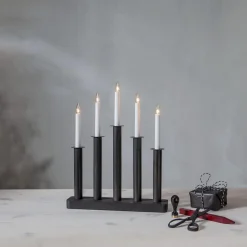 PLATE Ljusstake 5L 45cm Svart