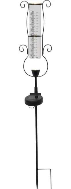 PLUVIO Regnmätare Solcell 65cm Svart