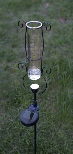 PLUVIO Regnmätare Solcell 65cm Svart