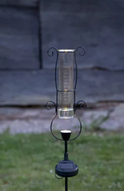 PLUVIO Regnmätare Solcell 65cm Svart