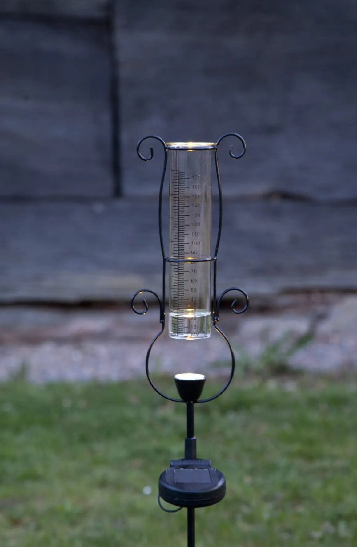 PLUVIO Regnmätare Solcell 65cm Svart