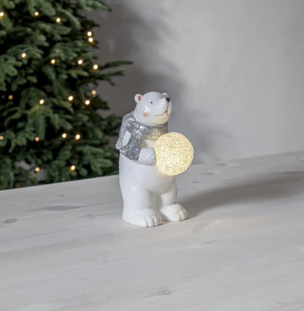 POLARE Dekorationsfigur Isbjörn Batteri 20,5cm Vit