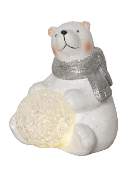 POLARE Dekorationsfigur Isbjörn Batteri 12cm Vit