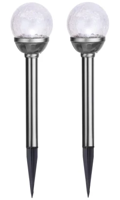 ROMA 2-PACK Solcells-Pollare 28,5cm Rostfritt Stål