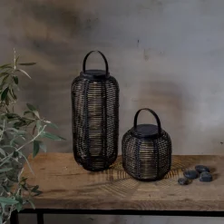 RUNDA Solcellslykta 15cm Svart