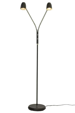 SANDNES Golvlampa dubbel 140cm Svart/Krom