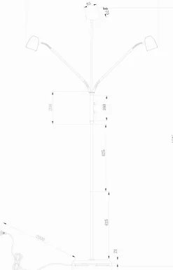 SANDNES Golvlampa dubbel 140cm Antik