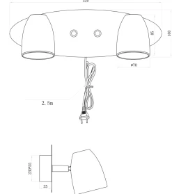 SANDNES Vägglampa Dubbel 32cm Tenn